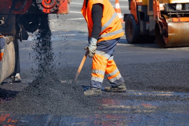 Road repairs underway.