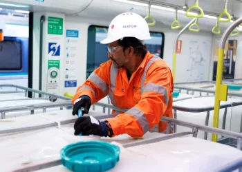 Water canisters being loaded on the latest test train.