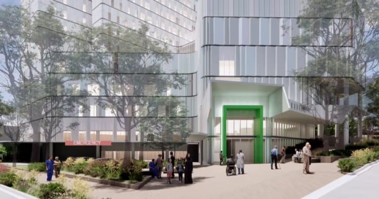 A render of the completed Bankstown Hospital.