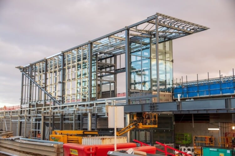 Lift shafts and station canopies are rising up from the new Melton Station